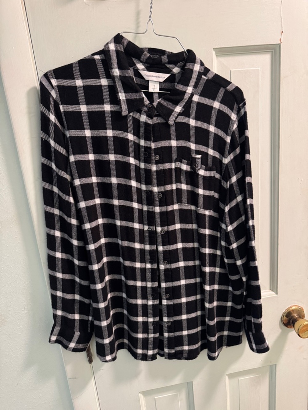 Christopher & Banks Black and White Plaid Button-Down Shirt